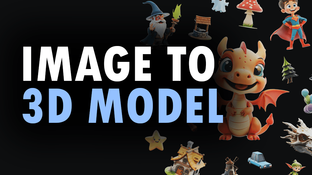 Image to 3D model reference showing source image and generated 3D output