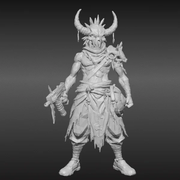 Generated clean remesh 3D model from character image